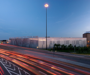 Exterior of GBFB building with highway